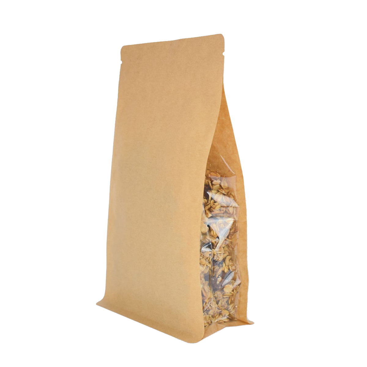 Box dno kraft vrećice s prozornim bočnim utorima 130x70x225mm (500g)